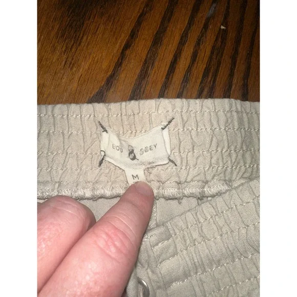 Lou & Grey Medium Beige Linen Blend Drawstring‎ Casual Pants Preppy Classic - Picture 2 of 4